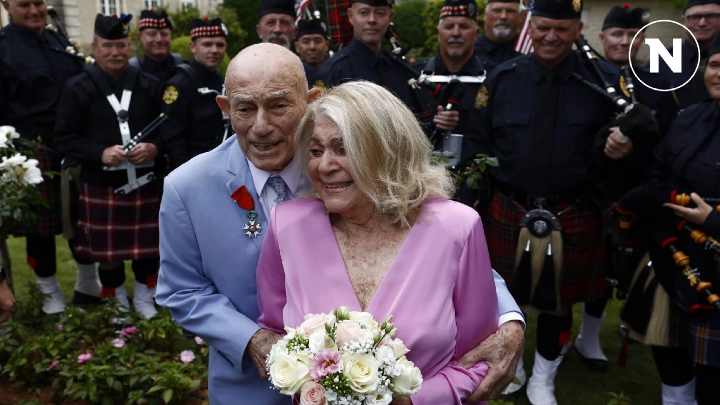 ทหารผ่านศึก วัย 100 ปีเข้าพิธีวิวาห์ หลังร่วมรำลึกวันดีเดย์