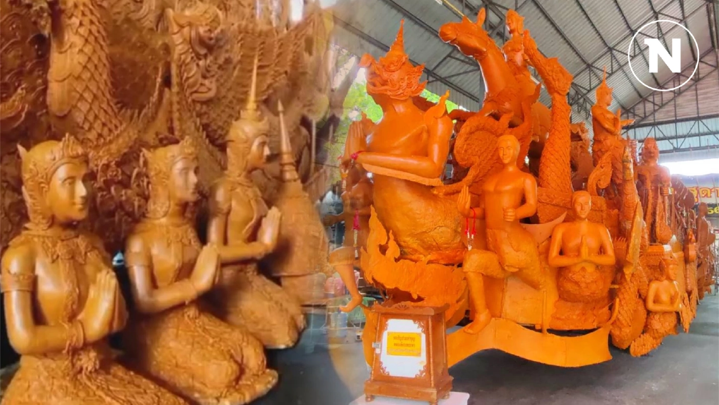 ช่างเทียนวัดโคราช เร่งแกะสลักตกแต่งขบวนเทียนพรรษา เตรียมร่วมประเพณีแห่เทียนพรรษาปีนี้