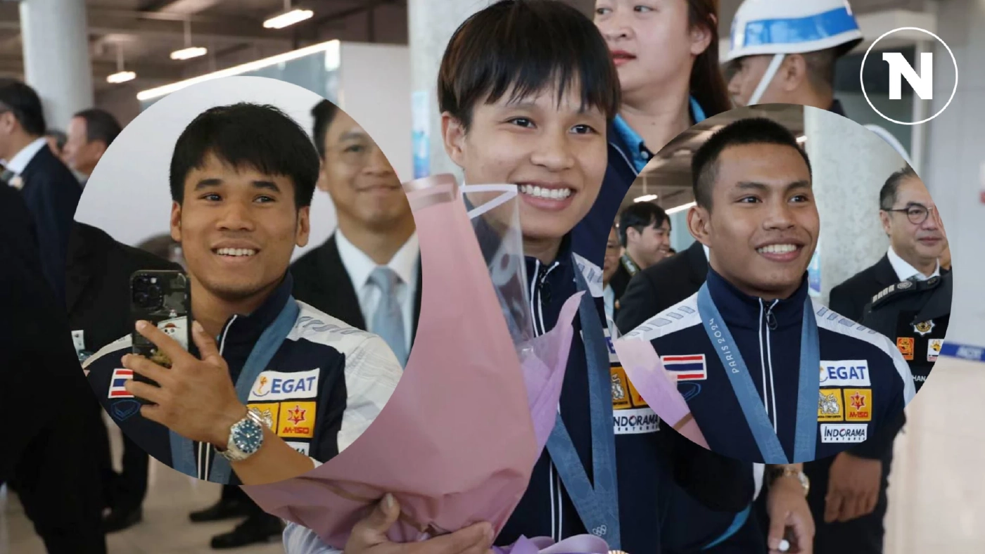 3 นักกีฬายกน้ำหนัก ฮีโร่เหรียญโอลิมปิกถึงไทยแล้ว