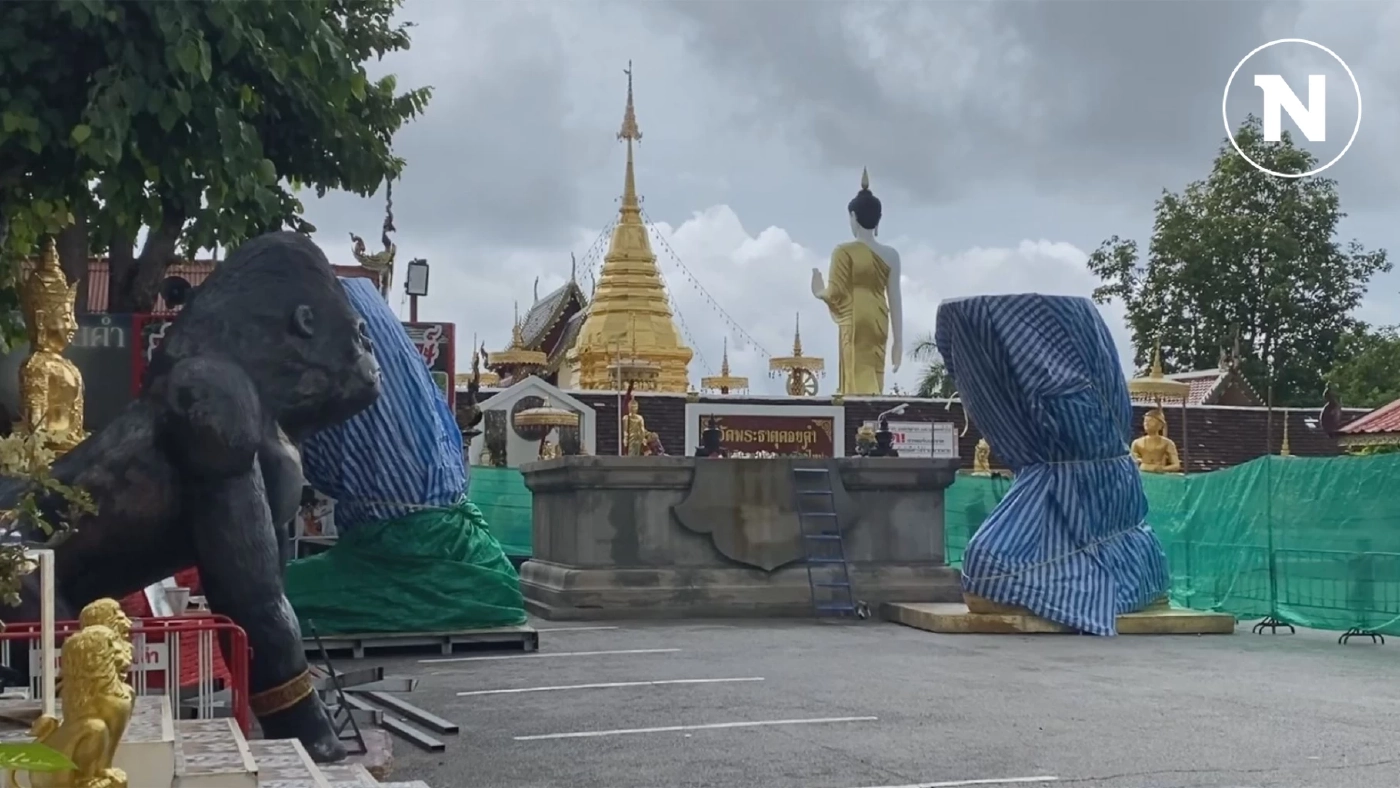 ดราม่าวัดดัง สร้างท้าวเวสสุวรรณสูงสุดในโลก คนห่วงค้ำหัวองค์พระธาตุ