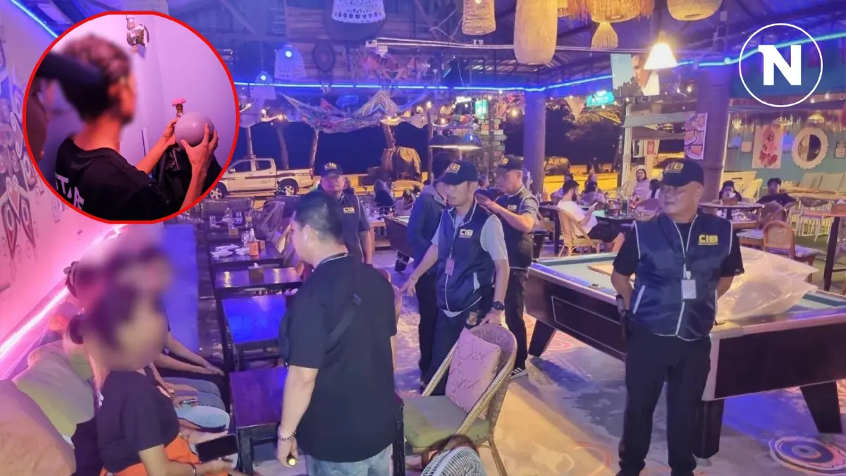 จับร้านเหล้าลอบขายลูกโป่งแก๊สหัวเราะให้แก่ทักท่องเที่ยว จับร้านเหล้าลอบขายลูกโป่งแก๊สหัวเราะให้แก่ทักท่องเที่ยว