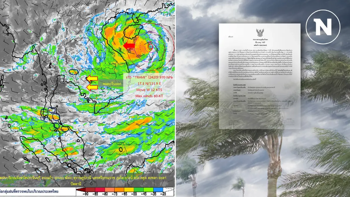 ประกาศด่วน! กรมอุตุฯ เตือนพื้นที่ฝนถล่ม “พายุจ่ามี” ความเร็วลม 110 กม./ชม.