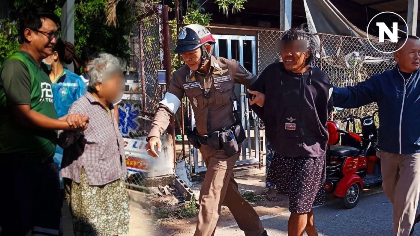 ระทึกทั้งหมู่บ้าน "หนุ่มป่วยจิตคลั่ง" ใช้มีดปาดคอยายข้างบ้านหวิดดับ