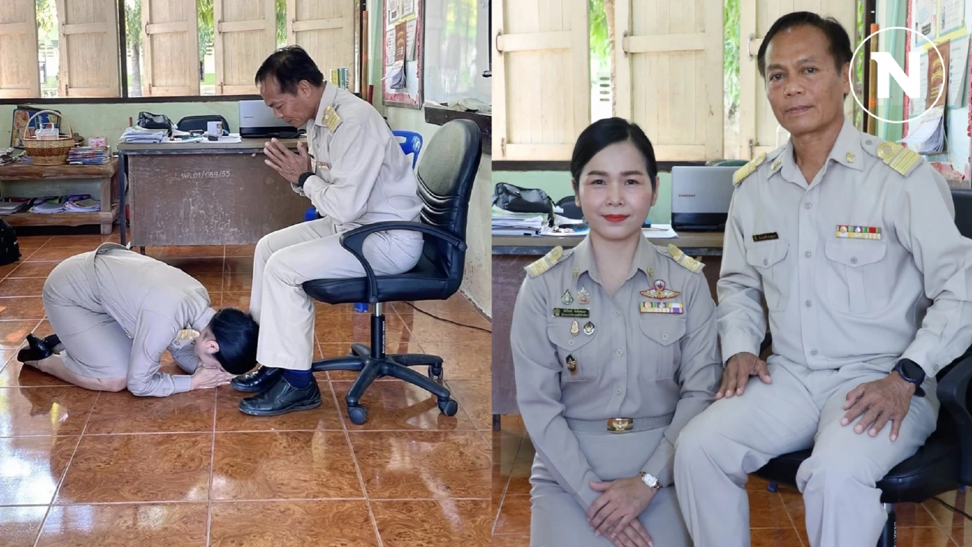 น้ำตาซึมทั้งชั้น! ผอ.เขตก้มกราบครู หลังพบโดยบังเอิญขณะลงพื้นที่ตรวจงาน