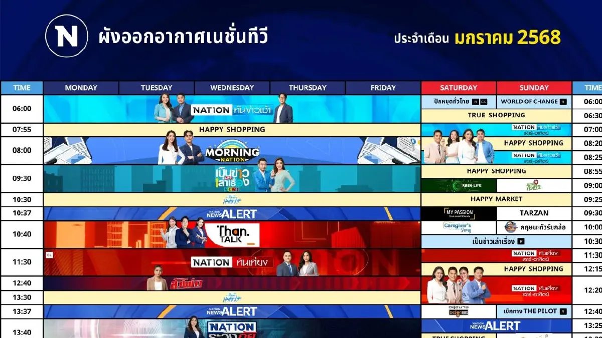 ผังออกอากาศ NationTV ประจำเดือน มกราคม 2568