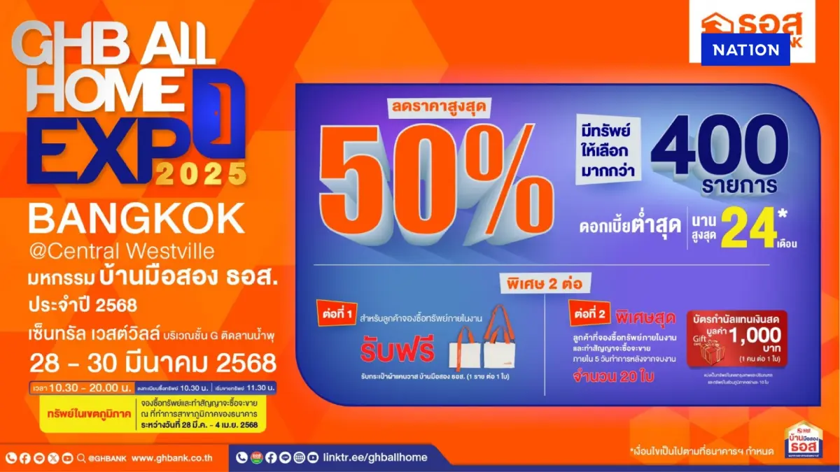 ธอส. หนุนคนไทยมีบ้านอัดโปร 'มหกรรมบ้านมือสอง' ลดสูงสุด 50%