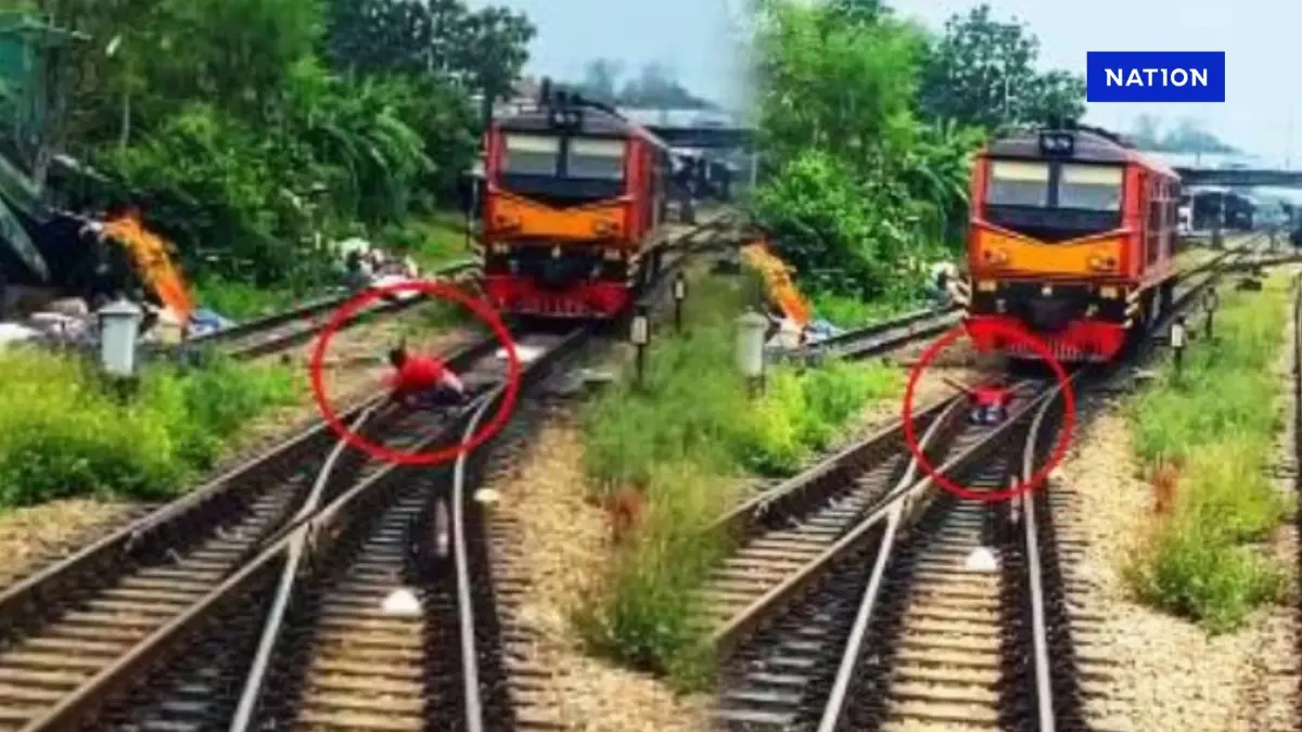 ท้านรก! "หนุ่มเสื้อแดง คาดหลอนยา" ยืนจังก้า และนอนราง ท้าทายรถไฟ ท้านรก! "หนุ่มเสื้อแดง คาดหลอนยา" ยืนจังก้า และนอนราง ท้าทายรถไฟ