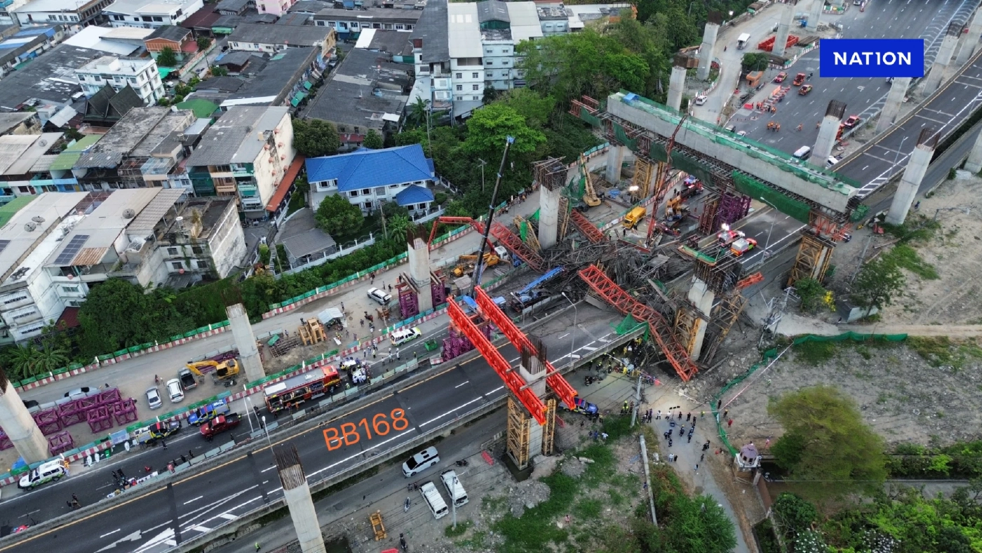 “กรมทางหลวง” แจ้งเส้นทางเลี่ยง เหตุคานถล่ม “พระราม 2” ขาเข้า-ออก