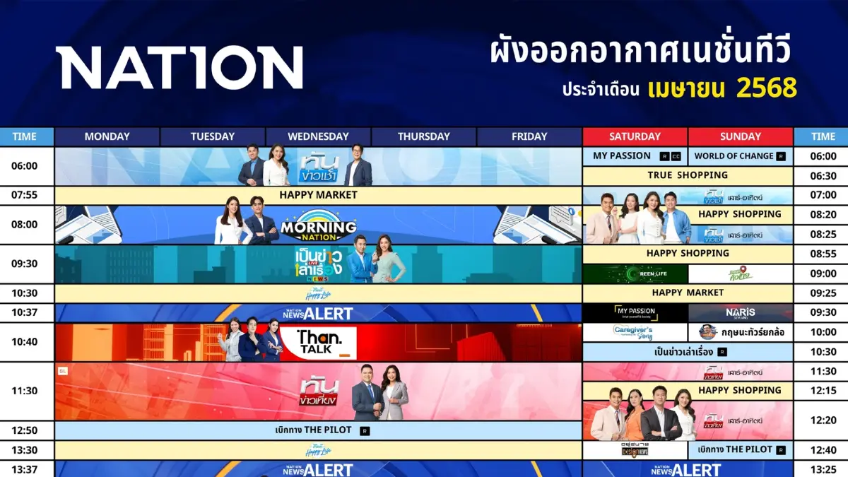 ผังออกอากาศเนชั่นทีวี ประจำเดือน เมษายน 2568