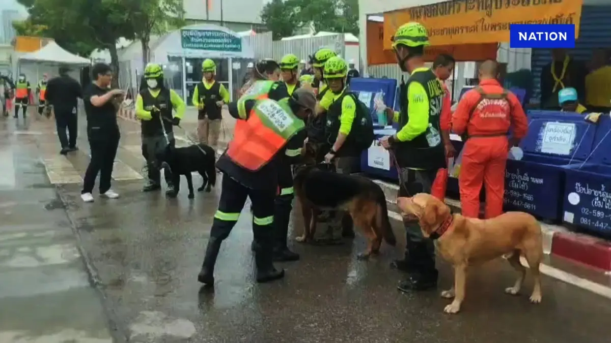 ยังขุดเจาะ "ตึก สตง." ตลอดทั้งคืน นำสุนัข K9 ร่วมค้นหา เน้นโซน C ยังขุดเจาะ "ตึก สตง." ตลอดทั้งคืน นำสุนัข K9 ร่วมค้นหา เน้นโซน C