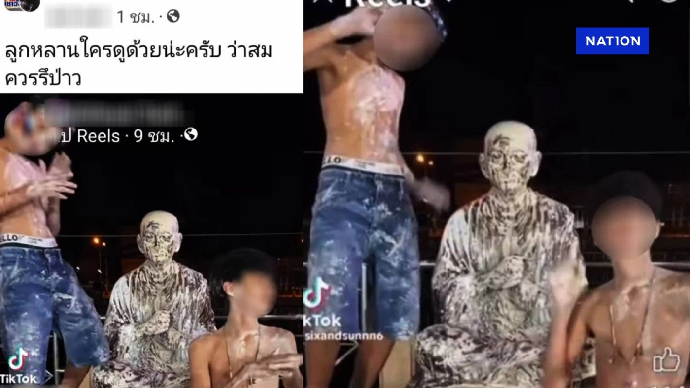 โซเชียลด่ายับ! 2 โจ๋ไม่กลัวบาป คึกคะนอง เต้นลูบหัว "หลวงพ่อโต"
