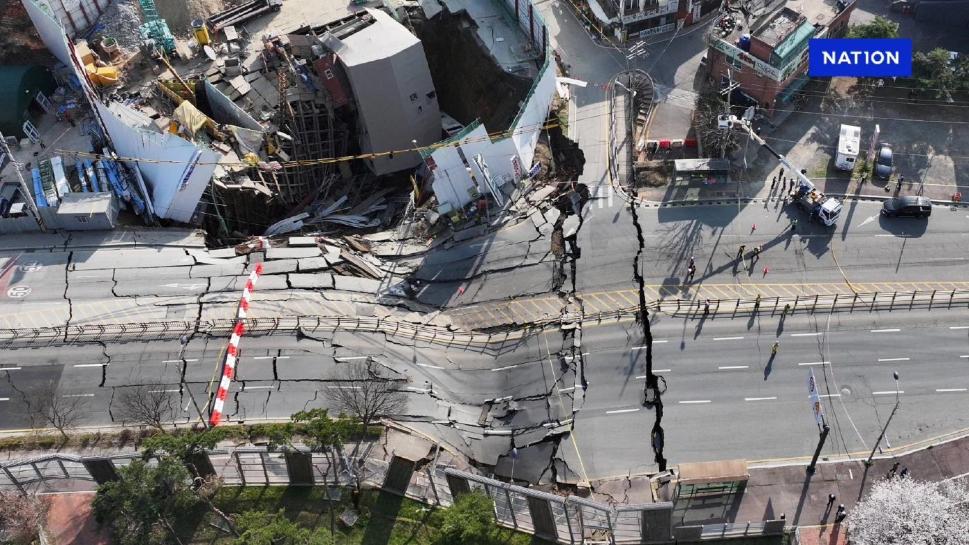 อุโมงค์รถไฟใต้ดินกำลังสร้างในเกาหลีใต้พังถล่ม คนงานติดใต้ซาก 1 สูญหาย 1