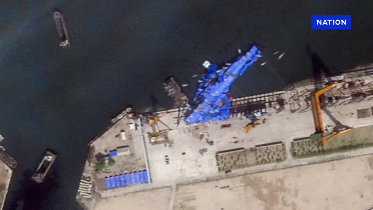 ภาพดาวเทียมเผยสภาพเรือพิฆาตเกาหลีเหนือ หลังปล่อยเรือล้มเหลว