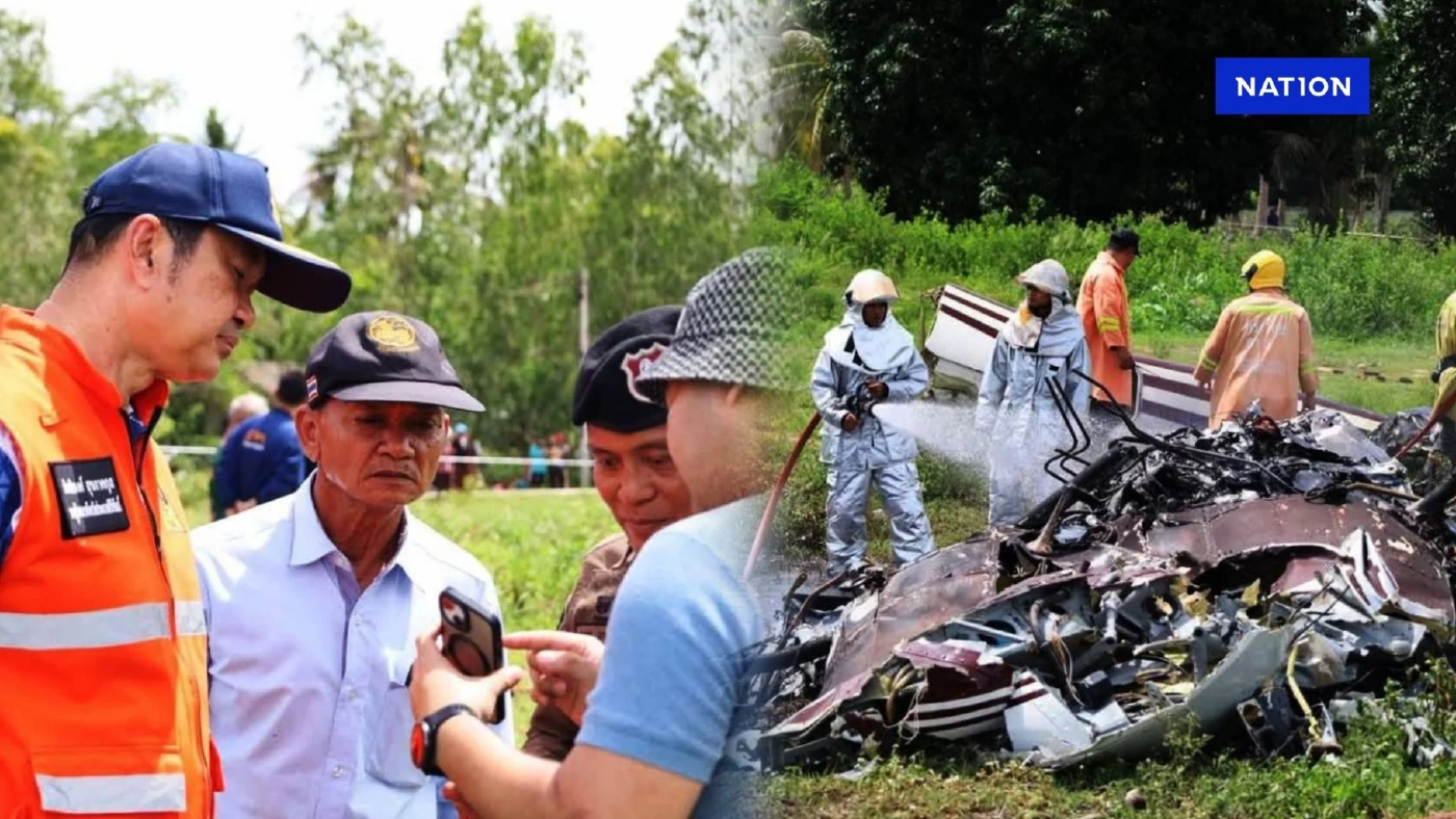 "รองผู้ว่าฯประจวบฯ" รุดตรวจสอบที่เกิดเหตุ นำ 3 ร่าง "นักบิน-ช่างเครื่อง" ส่งพิสูจน์ รพ.หัวหิน
