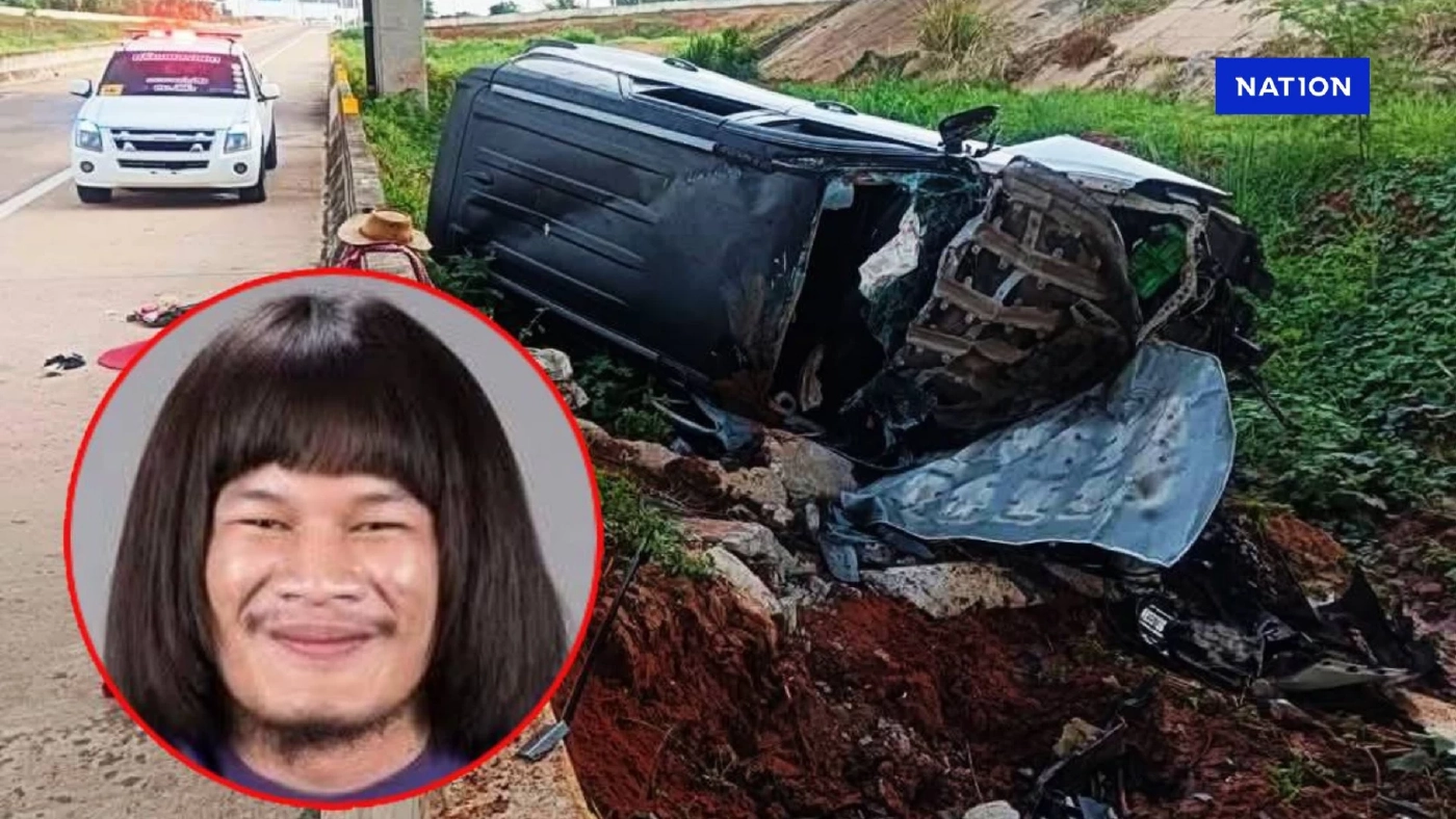 "จ่าลอด" พระเอก "ไทบ้าน เดอะซีรีส์" รถคว่ำ ตกมอเตอร์เวย์โคราช