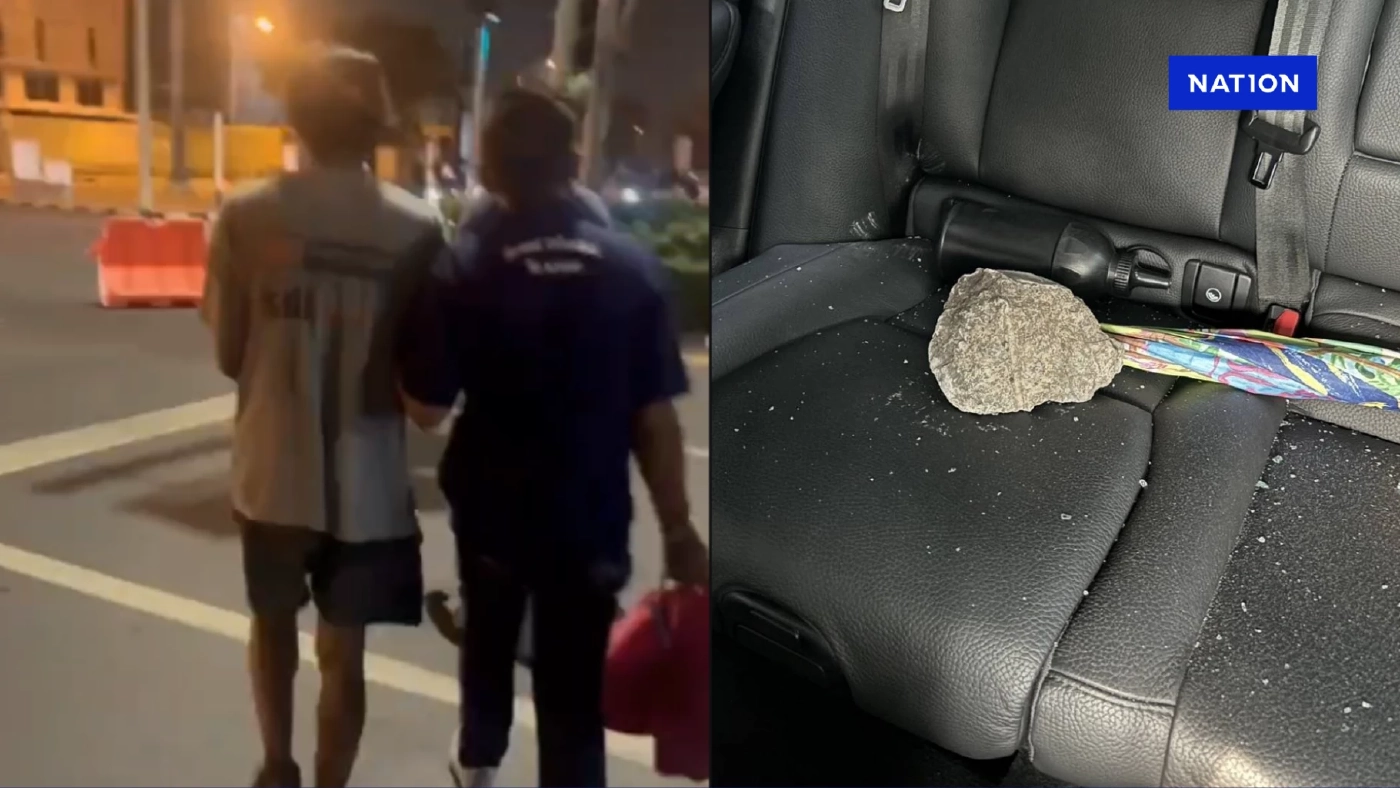 ด่วน! รวบแล้วคนร้าย ปาก้อนปูนใส่รถบน ถ.บางนา-ตราด จนสาวหวิดดับ