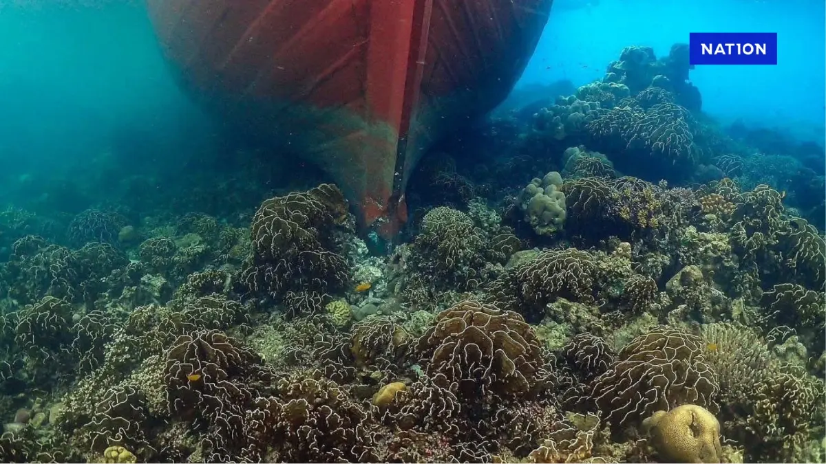 เปิดภาพแนวปะการังหมู่เกาะสุรินทร์ ยับเยิน หลังเรือสินค้า "เมียนมา" เกยตื้นทับ