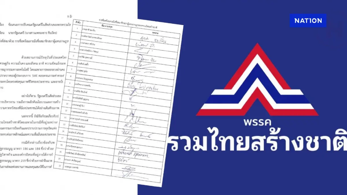 "21 สส.รทสช." เสนอ"นายกฯ" ขอปรับครม. เหตุคนเก่า "หัวหน้า-เลขาพรรค" หมดสภาพ