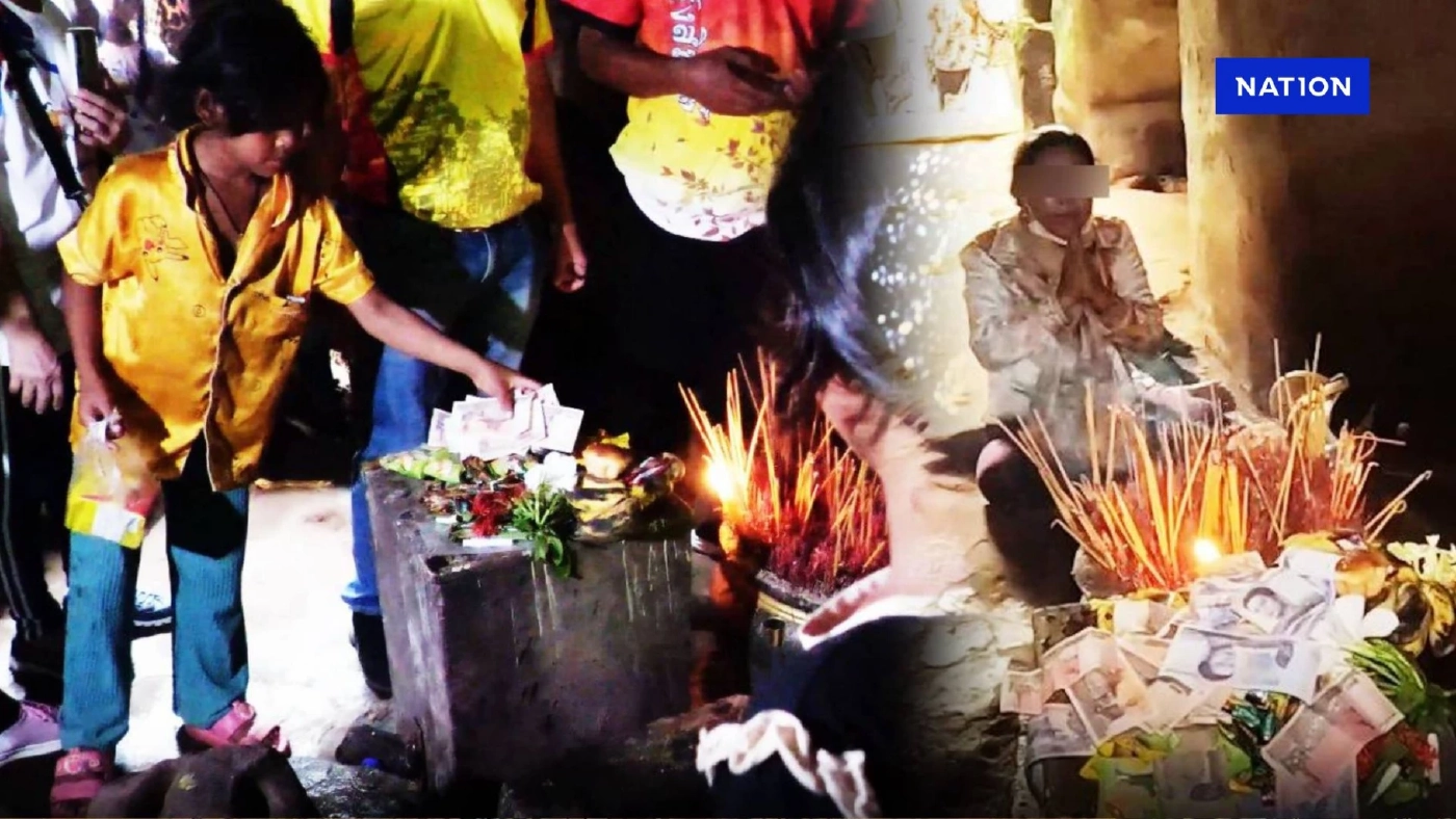 ดราม่าชายแดน! "กัมพูชาแสบ" ใช้เด็กเก็บเงินบูชากลาง ปราสาทตาควาย "หญิงกัมพูชา" ทำพิธีสาปแช่ง