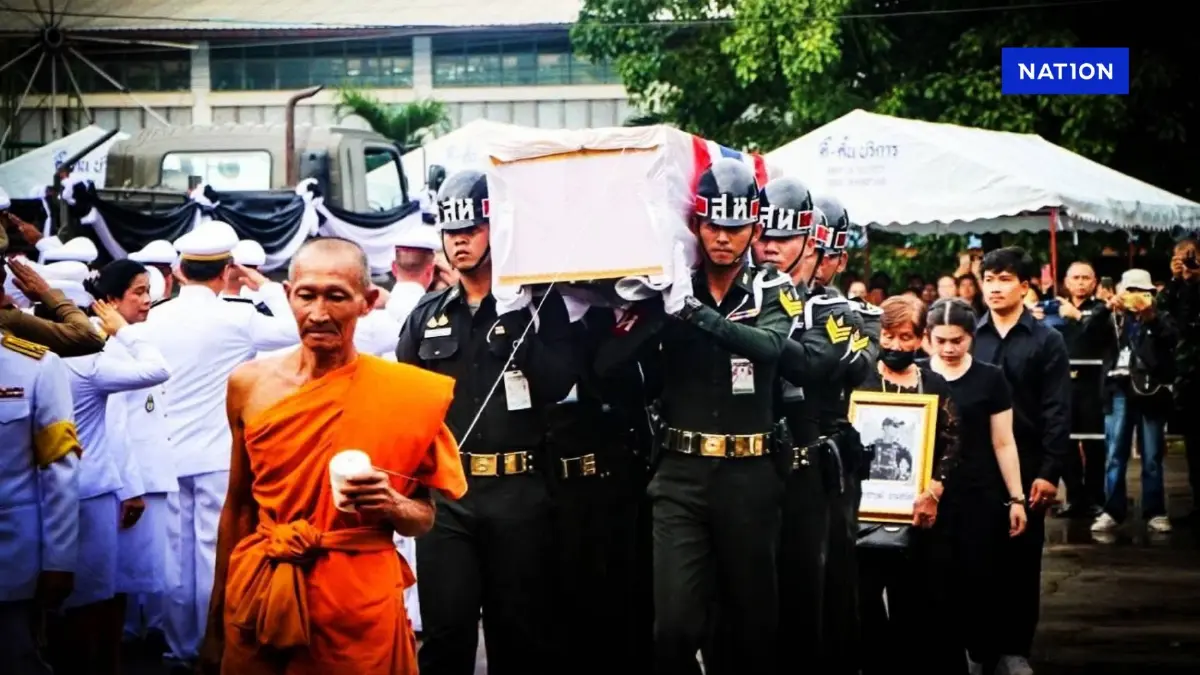 "พิธีส่งร่างทหารกล้า" สดุดีพลีชีพเพื่อชาติ เหตุปะทะชายแดน "ไทย-กัมพูชา"