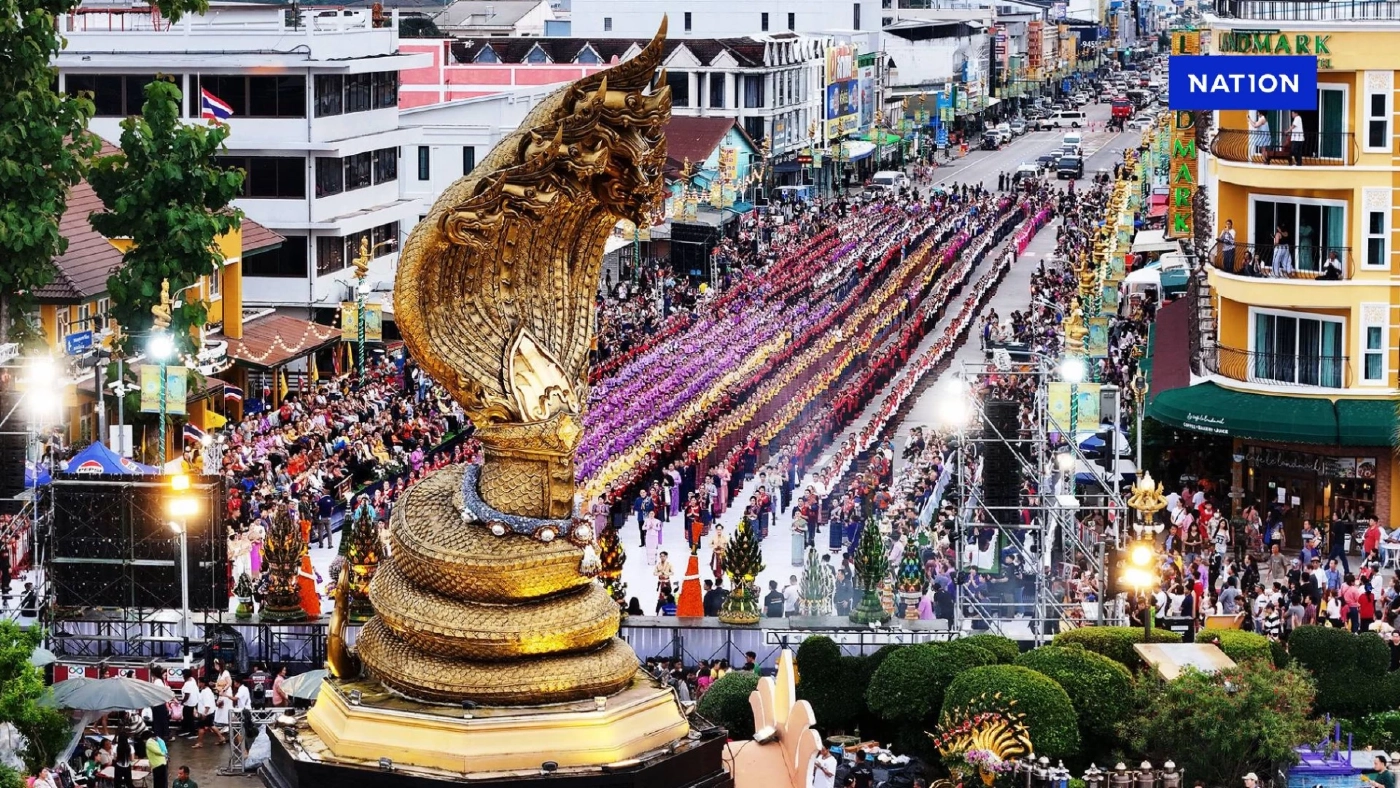 ปาฎิหาริย์ ฟ้าเปิด ฝนหยุด มนพร นำรำศรีโคตรบูร บูชาศรีสัตตนาคราช