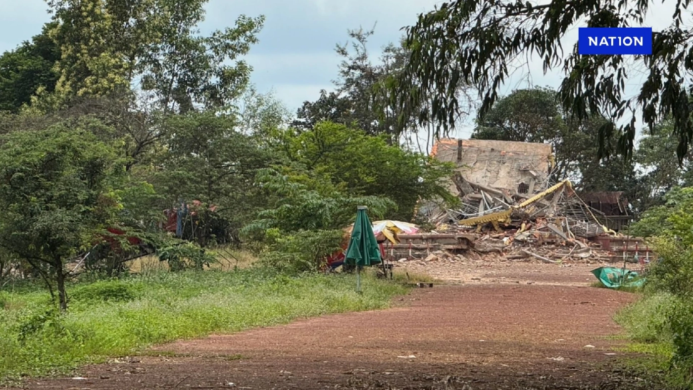 คลิป-ภาพ ซากอนุสาวรีย์ตาอม ช่องอานม้า จ.อุบลฯ หลังหยุดยิง