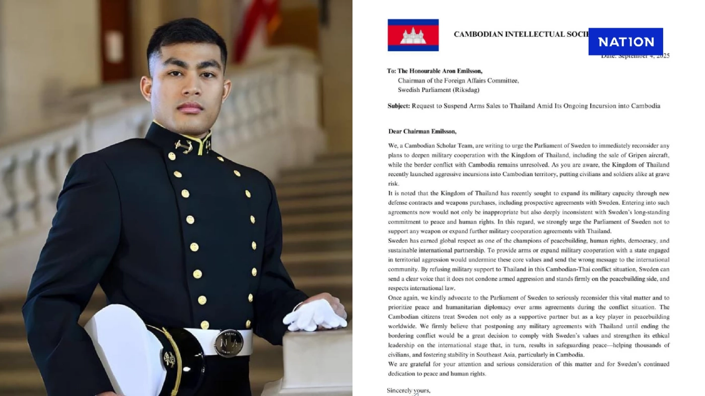 สื่อ "กัมพูชา" ตีข่าว สวีเดนรับคำร้องยกเลิกขายกริพเพนให้ไทย