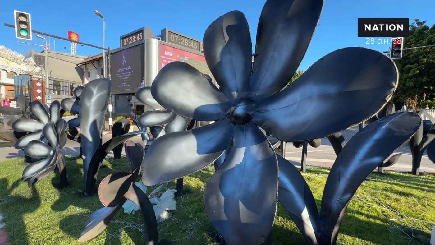 ดราม่า สนั่น! เทศบาลนครเชียงใหม่ พ่นสีดอกไม้ประดับไฟตกแต่ง "งานยี่เป็ง" เป็นสีดำ