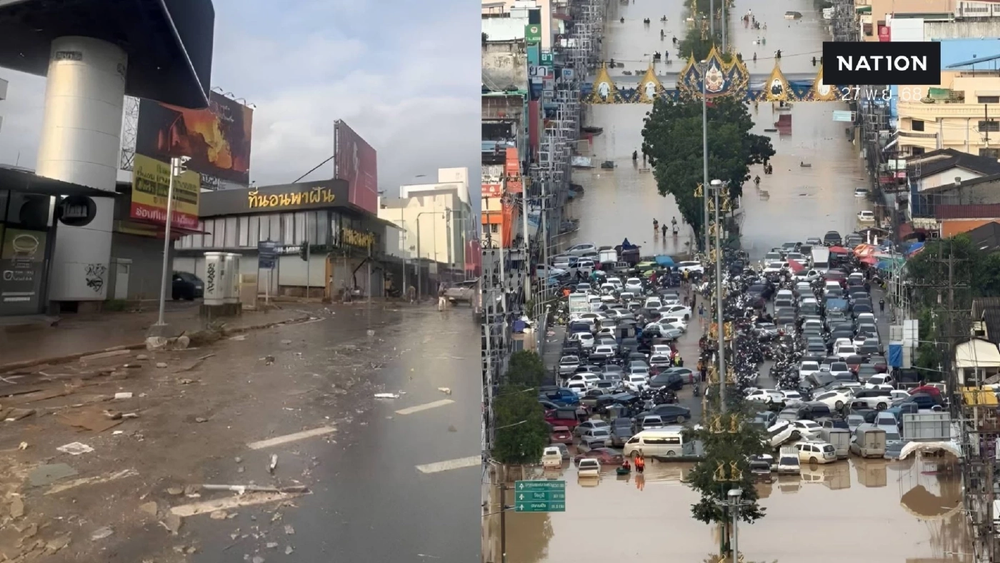 เปิดภาพล่าสุด พื้นที่ "หาดใหญ่" นํ้าเริ่มลดแล้ว
