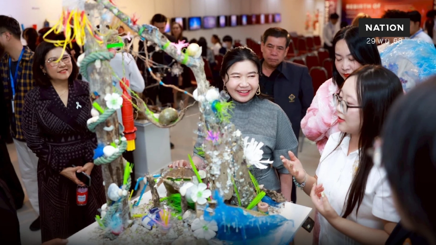 ม.กรุงเทพธนบุรี โชว์ศิลปะจากขยะทะเลสะท้อนปัญหาสิ่งแวดล้อม