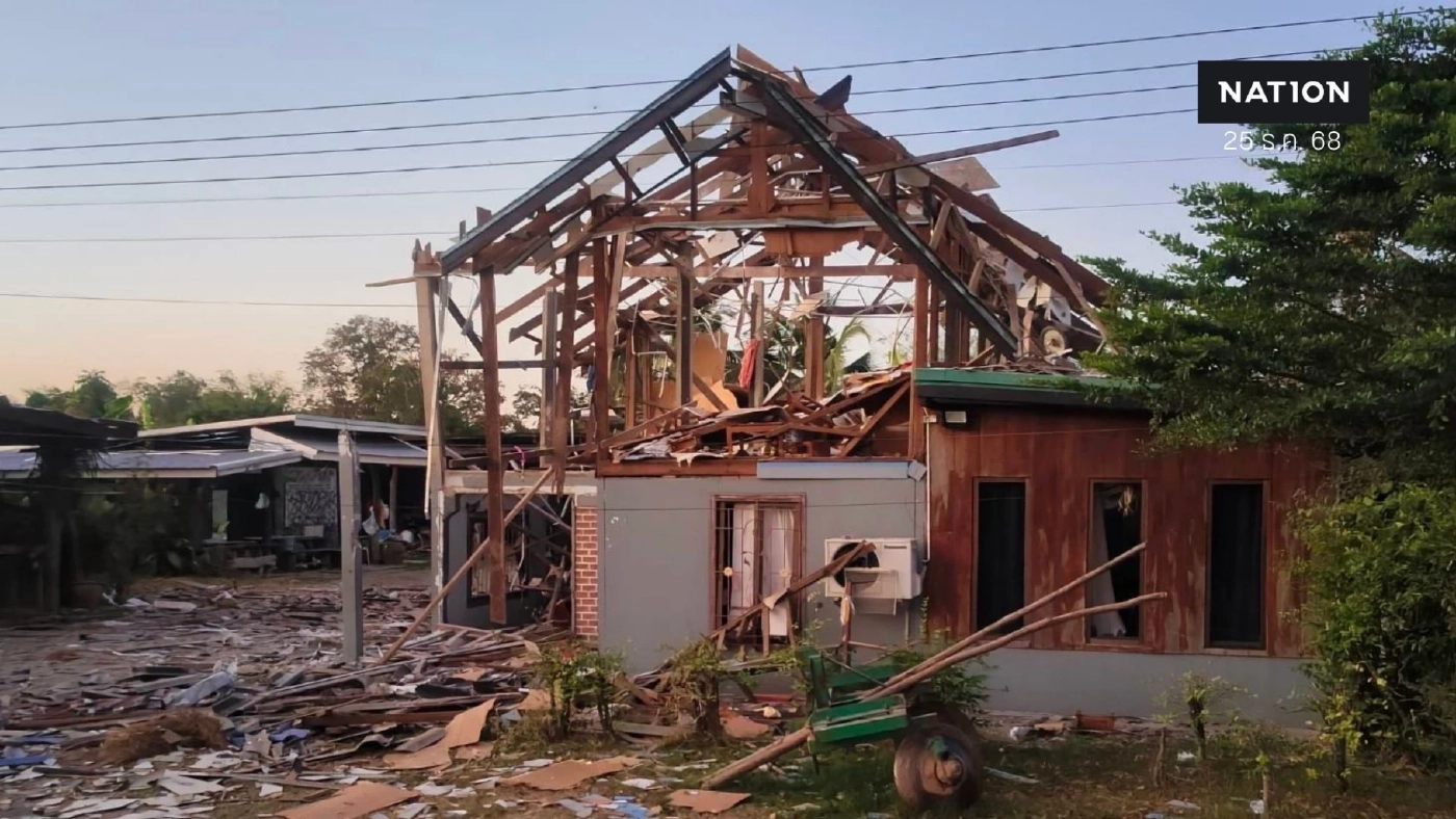 "กัมพูชา" ถล่มจรวด "BM-21" ซ้ำรอบ 2 ตาพระยา-โคกสูง จ.สระแก้ว พังยับ