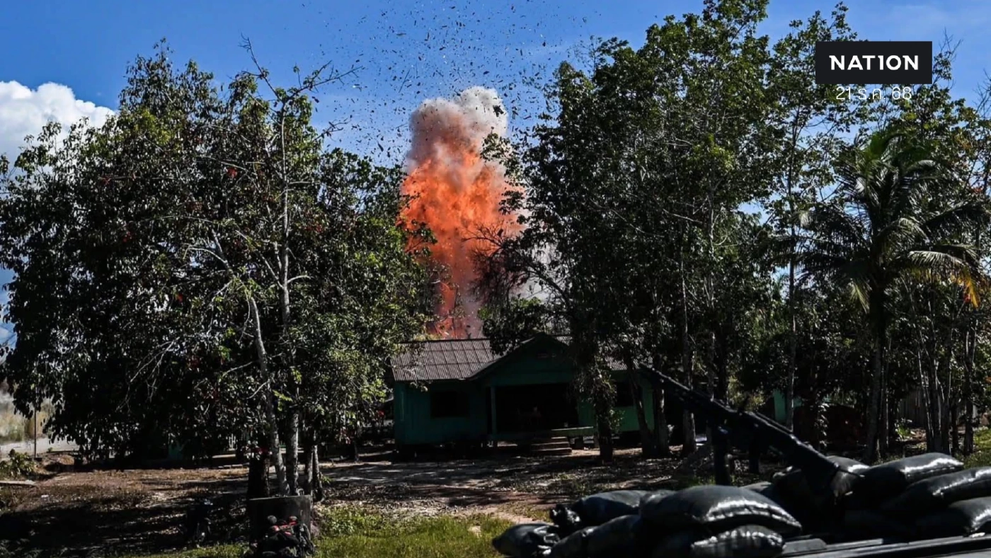 นย.ตราด ยกพลขึ้นบก ยึดกาสิโนทมอดา ทอ. ส่ง F-16 ทิ้งระเบิด 10 ลูก