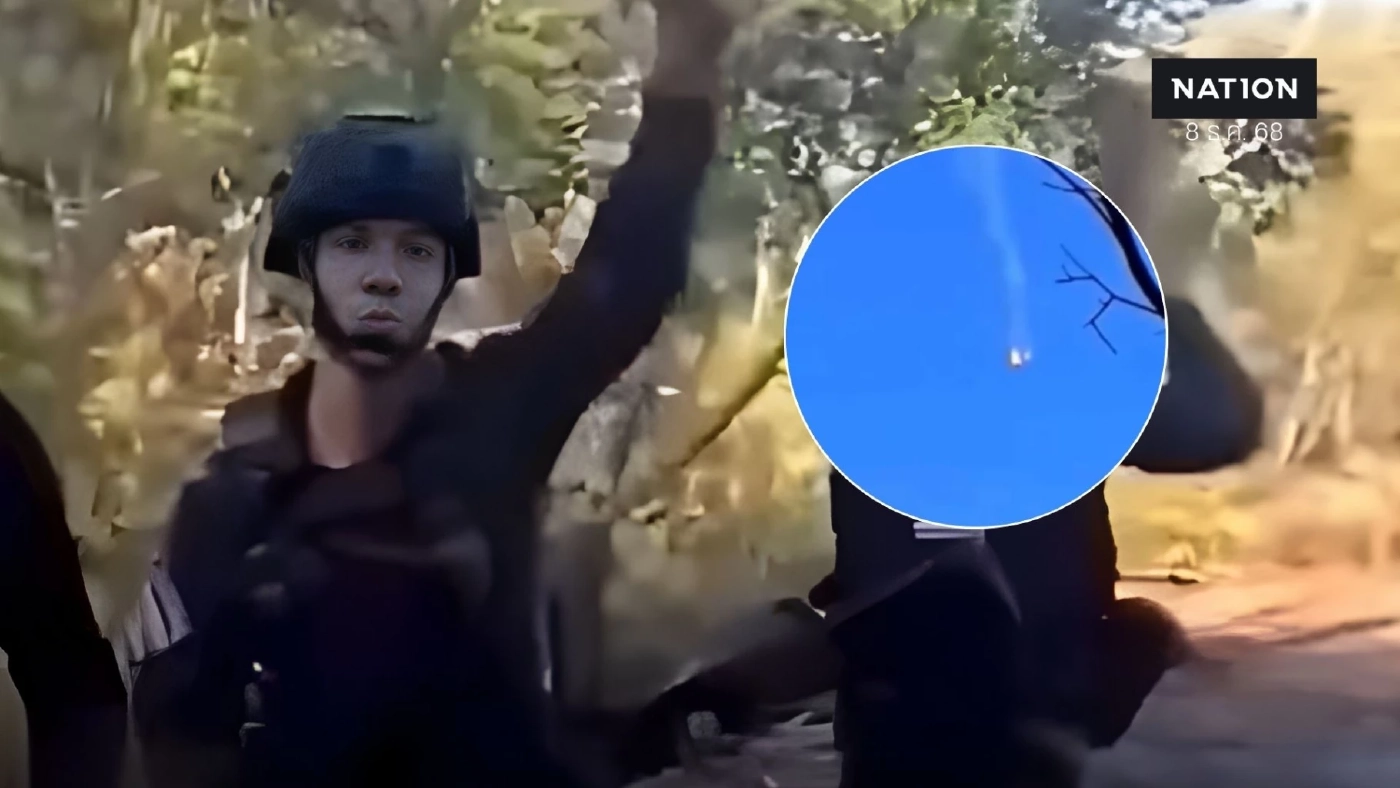 คลิปทหารไทยสุดแม่น สอยโดรนกัมพูชาร่วง บริเวณช่องอานม้า