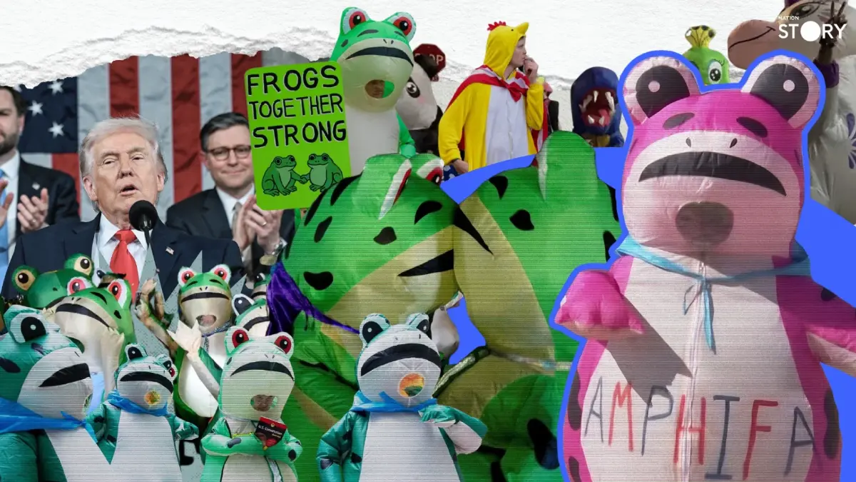STORY : "Anyone Can Frog": ถอดรหัส ‘ม็อบกบต้านทรัมป์’ เมื่ออารมณ์ขัน คืออาวุธที่เผด็จการแพ้ทาง