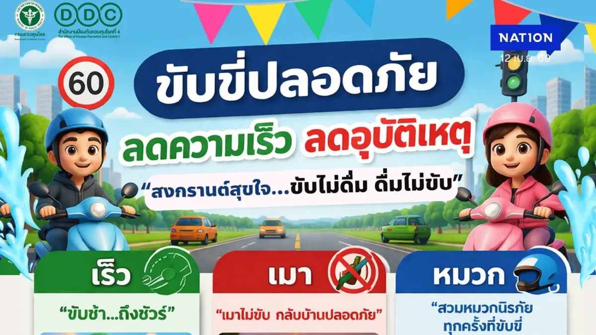 สงกรานต์นี้ ขับขี่ปลอดภัย ลดความเร็ว ลดอุบัติเหตุ
