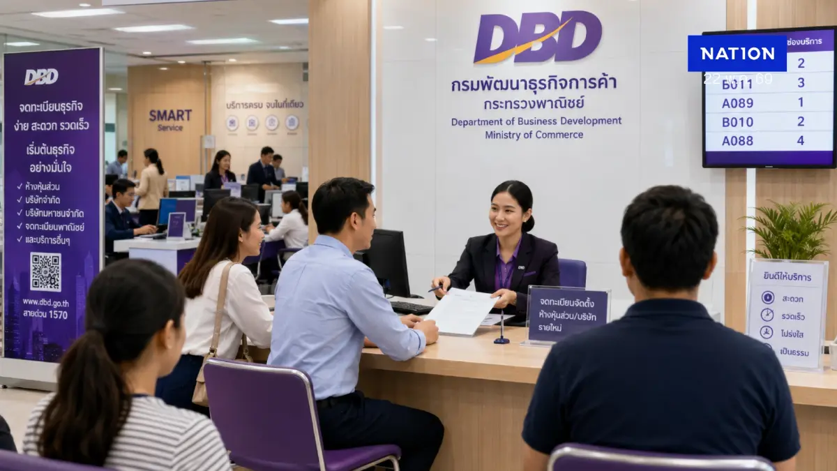 กรมพัฒนาธุรกิจการค้า ดีเดย์ 1 ก.ค. 69 เลิก Walk-in ตั้งนิติบุคคล เป็นออนไลน์ 100%