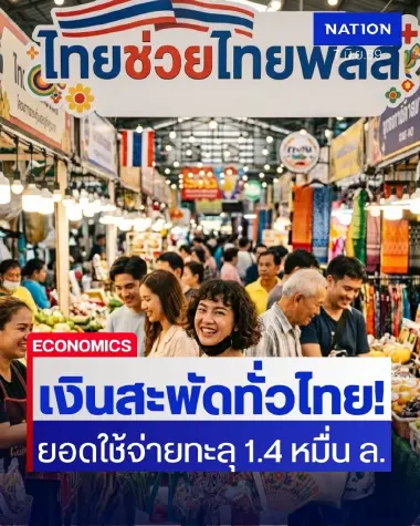 เงินสะพัดทั่วไทย! "ไทยช่วยไทยพลัส" ยอดใช้ทะลุ 1.4 หมื่นล้าน คนแห่ใช้สิทธิจริงทะลัก 21.8 ล้านราย เปิดใช้สิทธิผ่าน Food Delivery 15 มิ.ย.นี้