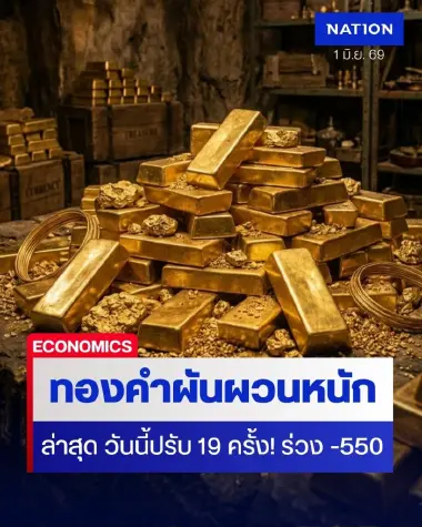 เช็กราคาทองล่าสุด วันนี้ปรับ 19 ครั้ง! ทองคำผันผวนหนัก เปิดเหตุผลทองคำร่วง -550 บาท