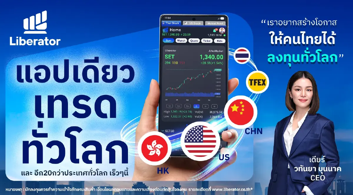 Liberator เปิดเทรดหุ้นจีน–ฮ่องกง  ผ่านแอปเดียว เจาะโอกาสลงทุนตลาดโลก 