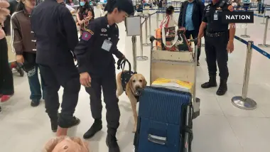 ตรวจเข้ม! 191 ใช้ "สุนัข K9" เฝ้า "สนามบินสุวรรณภูมิ" 24 ชม. สกัดเครือข่ายยาเสพติดข้ามชาติ (มีคลิป)