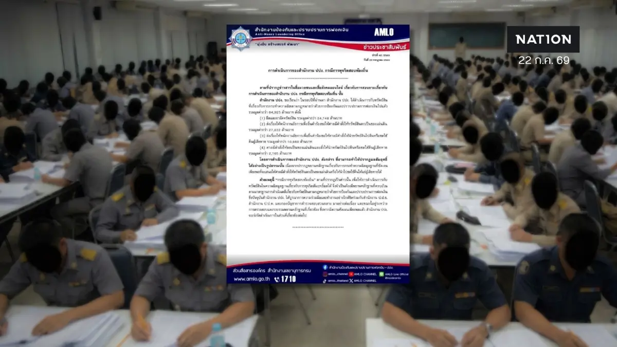 ลุยแน่! "ปปง." เกาะติดคดี "โกงสอบท้องถิ่น" เผยผลงานยึดทรัพย์ปีนี้กว่า 6.4 หมื่นล้าน ลุยแน่! "ปปง." เกาะติดคดี "โกงสอบท้องถิ่น" เผยผลงานยึดทรัพย์ปีนี้กว่า 6.4 หมื่นล้าน