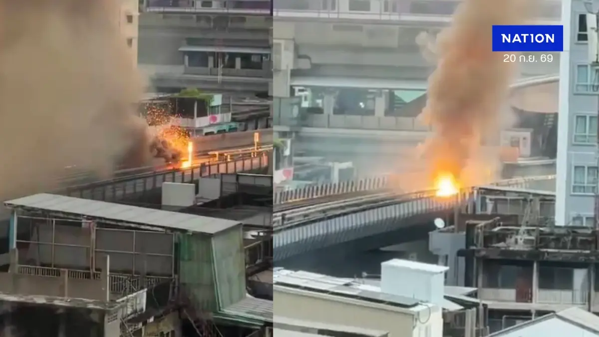 ระทึก! "ไฟช็อตรางรถไฟฟ้าเตาปูน" เพลิงลุกท่วม กู้ภัยลุยคุมเพลิง-สั่งปิดสถานีชั่วคราว