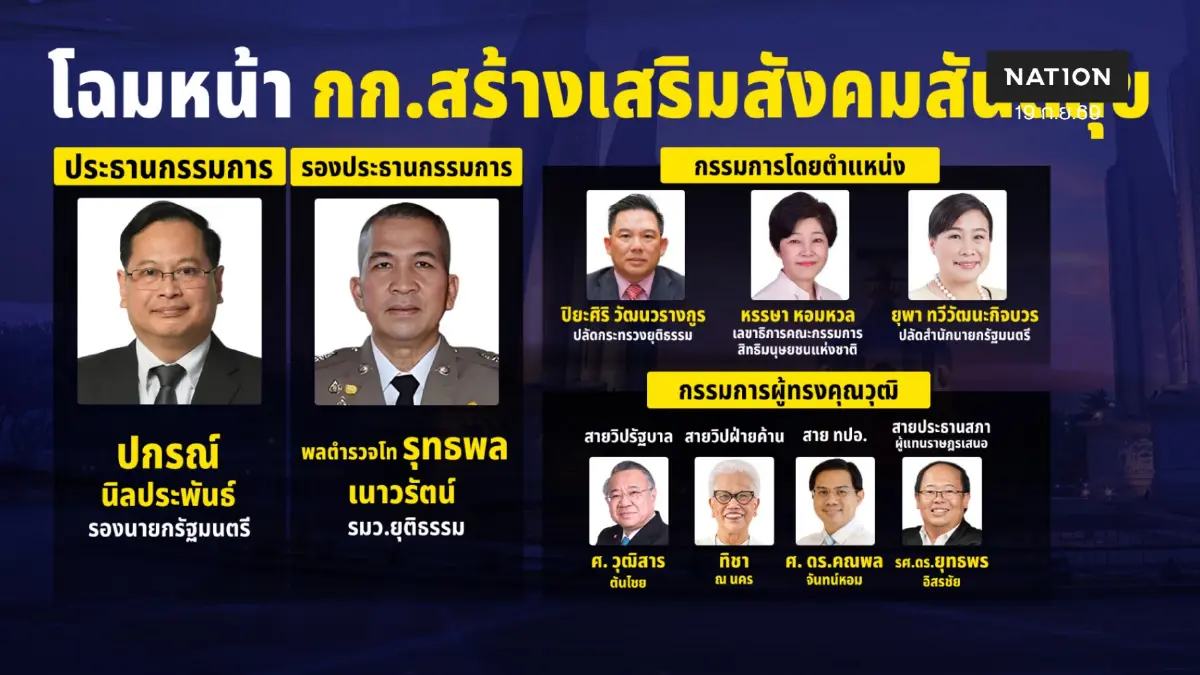 เผยโฉมหน้า กก.กรรมการสร้างเสริมสันติสุข ประชุมนัดแรกจันทร์นี้ เผยโฉมหน้า กก.กรรมการสร้างเสริมสันติสุข ประชุมนัดแรกจันทร์นี้