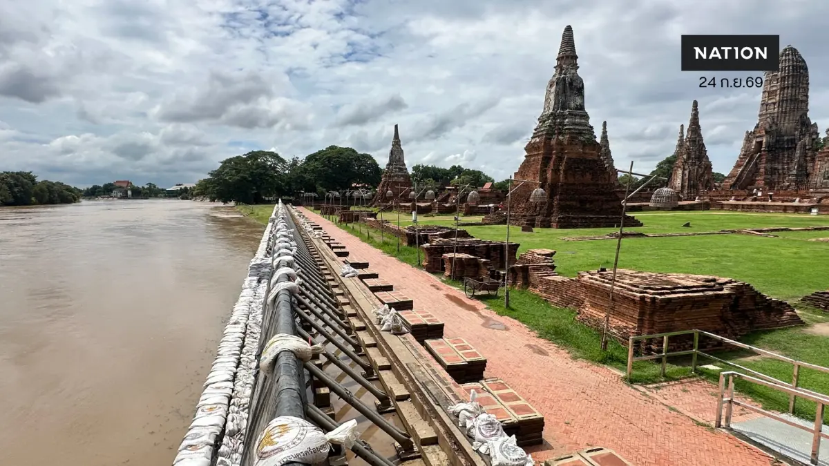 เร่งเสริมบังเกอร์วัดกษัตราฯ - วัดไชยฯ "พระ-ทหาร" ตั้งรับน้ำเจ้าพระยาทะลัก"